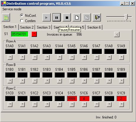 Spaudos leidinių skirstymo sistemą valdančios programos langas